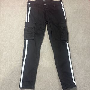 Men's BooHoo Man Skinny Black White Cargo Jeans Size 38x32